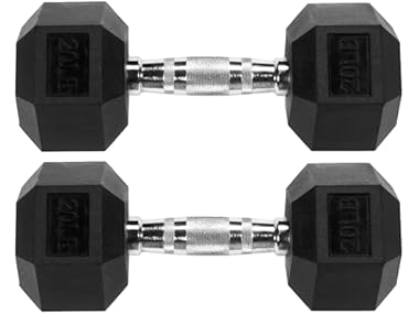 $37.99 Fitvids 20lbs Pair Hex Dumbbells Rubber Coated Hand Weights dealfomo