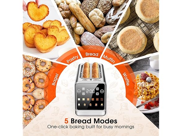 4 Slice Touch Screen Toaster Wide Slot