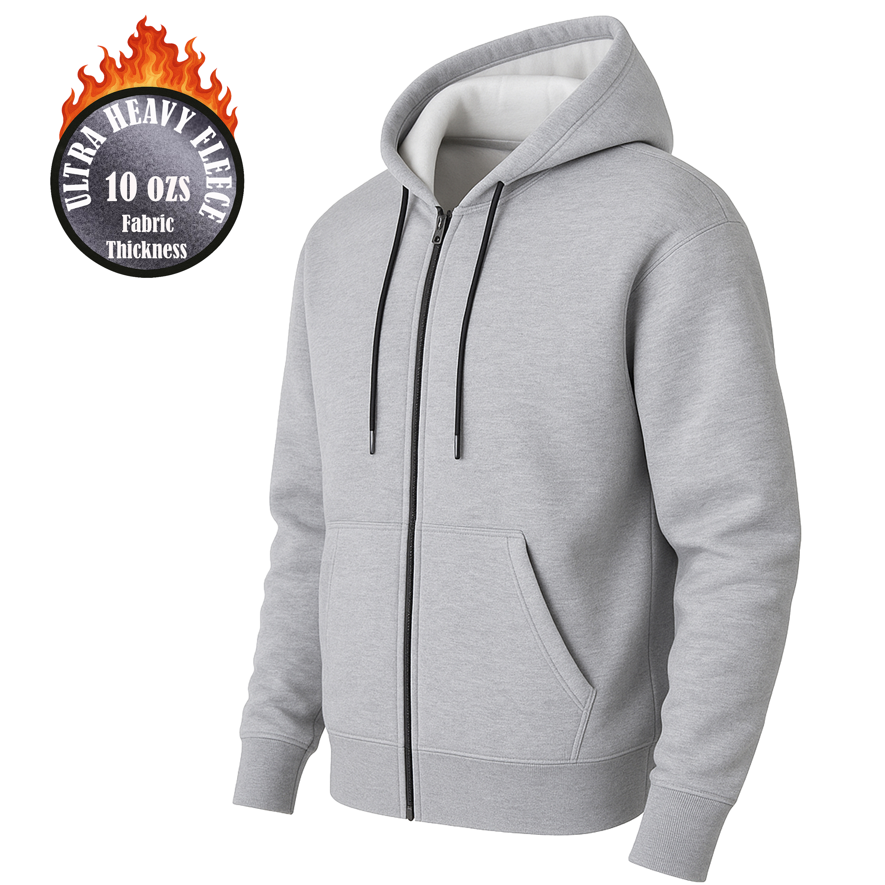 Mens Heavyweight Fleece-Lined Full Zip Hoodie - Gallery 19