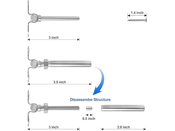 Cable Railing Kit 1/8" Swage Toggle Turnbuckle Hardware