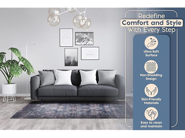 L'Baiet Amelie Blue Distressed 5x7 Runner Rug