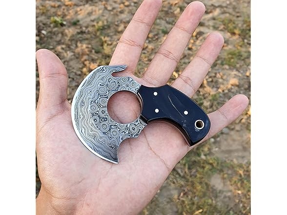 Vetus Skinning Knife BULL Horn Damascus