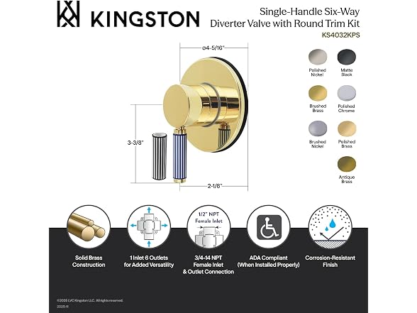 Kingston Brass Kingston KS4032KPS Six-Way Diverter