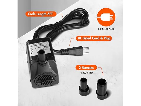 200GPH Submersible Water Pump 15W