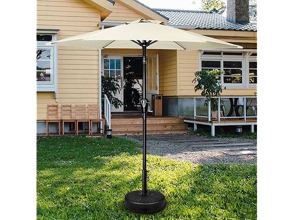HealSmart 7.5ft Patio Umbrella with Push Button Tilt/Crank White