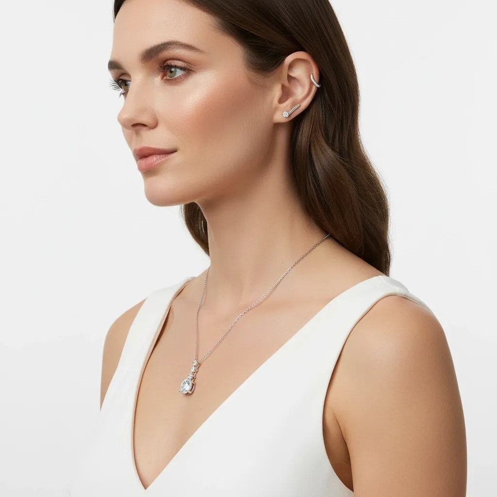 Moissanite Diamond Graduating Necklace - Gallery 8