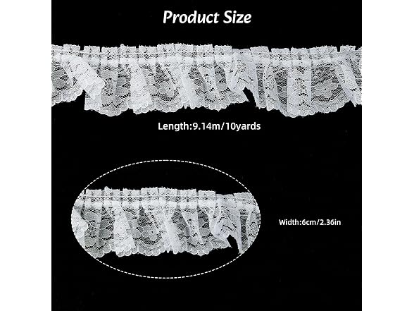 10 Yards Embroidered Ruffled Sewing Trim,