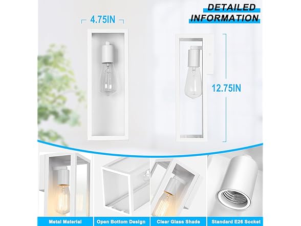 2-Pack 13" White Outdoor Wall Lanterns