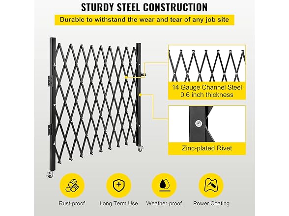 VEVOR Single Folding Security Gate, 7 ft H x 7 ft W