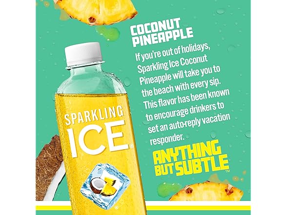 12PK Sparkling Ice, Coconut Pineapple Sparkling Water