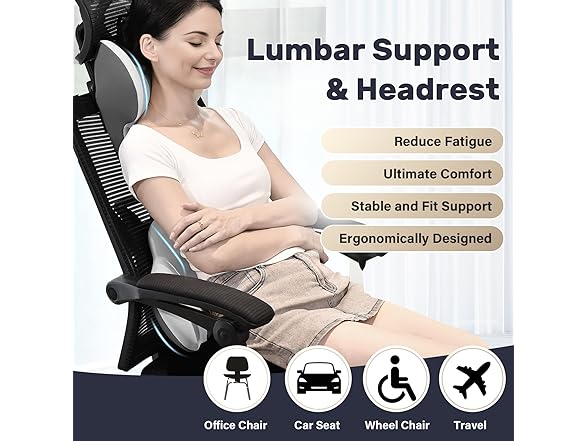 Coverado Lumbar Support and Car Neck Pillow