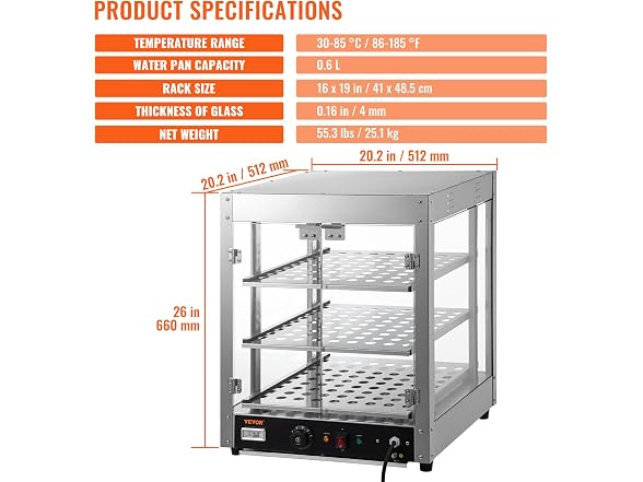 VEVOR Commercial Food Warmer Display, 3