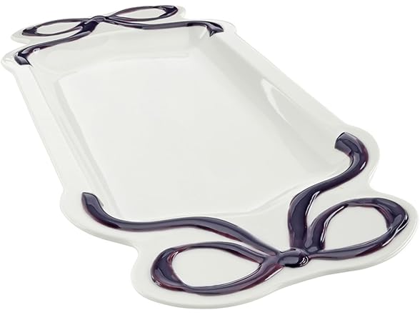 Ceramic Rectangular Serving Plate, 14", Lavender Bow