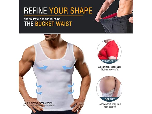 NonEcho Men (L) Body Shaper Tummy Control Vest Top