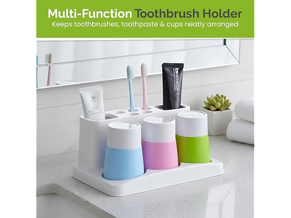 Basicwise Plastic Bathroom Toothbrush Holder