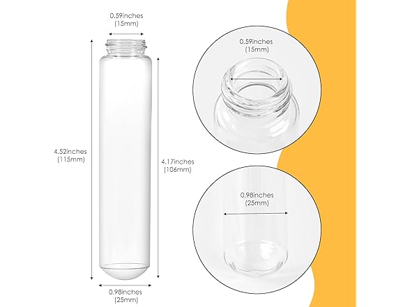 Cadbibe 40ml Glass Clear Test Tubes