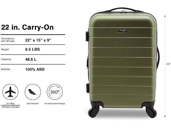 Wrangler Smart Spinner Hardside Luggage, 22" Carry-On