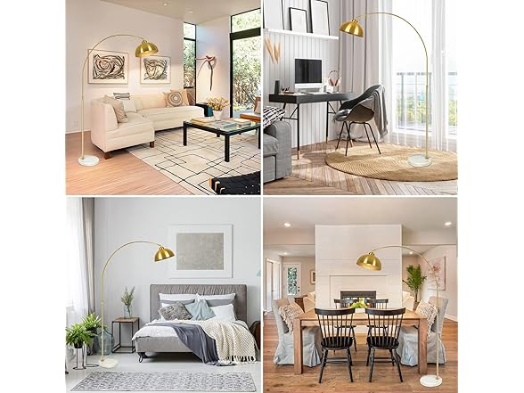 GoBright Contemporary Gold 73" Arc Floor Lamp with Dome Shade