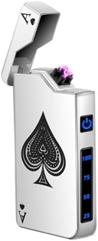 Metal Double arc Rechargeable Lighter, Windproof and flameless, LED Digital Power USB Charging, 360 Degree Ignition, high-end Men's Gift