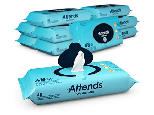 Attends Unscented Wipes Pre Moistened No Rinse
