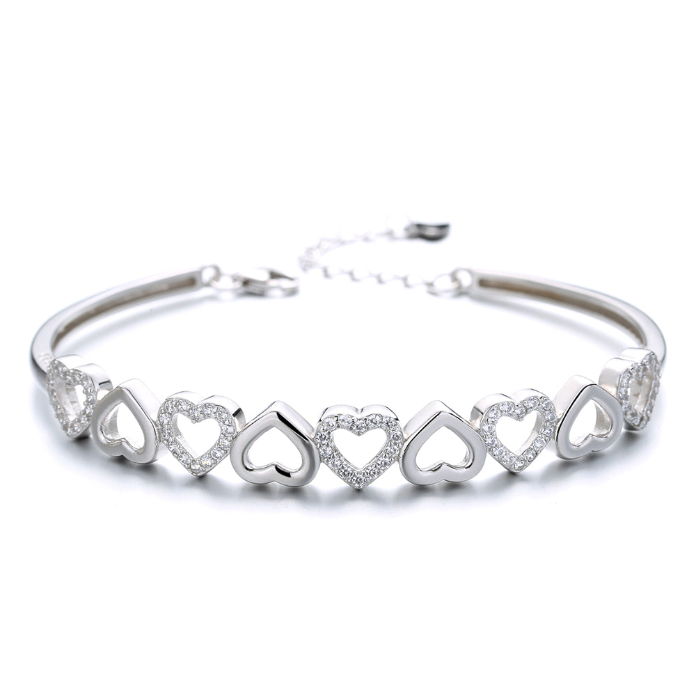 14K Gold Hearts Bangle Bracelet - Gallery 7