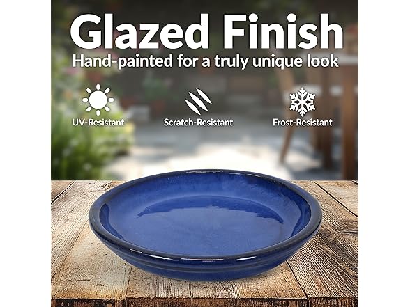 Sunnydaze 7-Inch Ceramic Plant Saucers- Imperial Blue