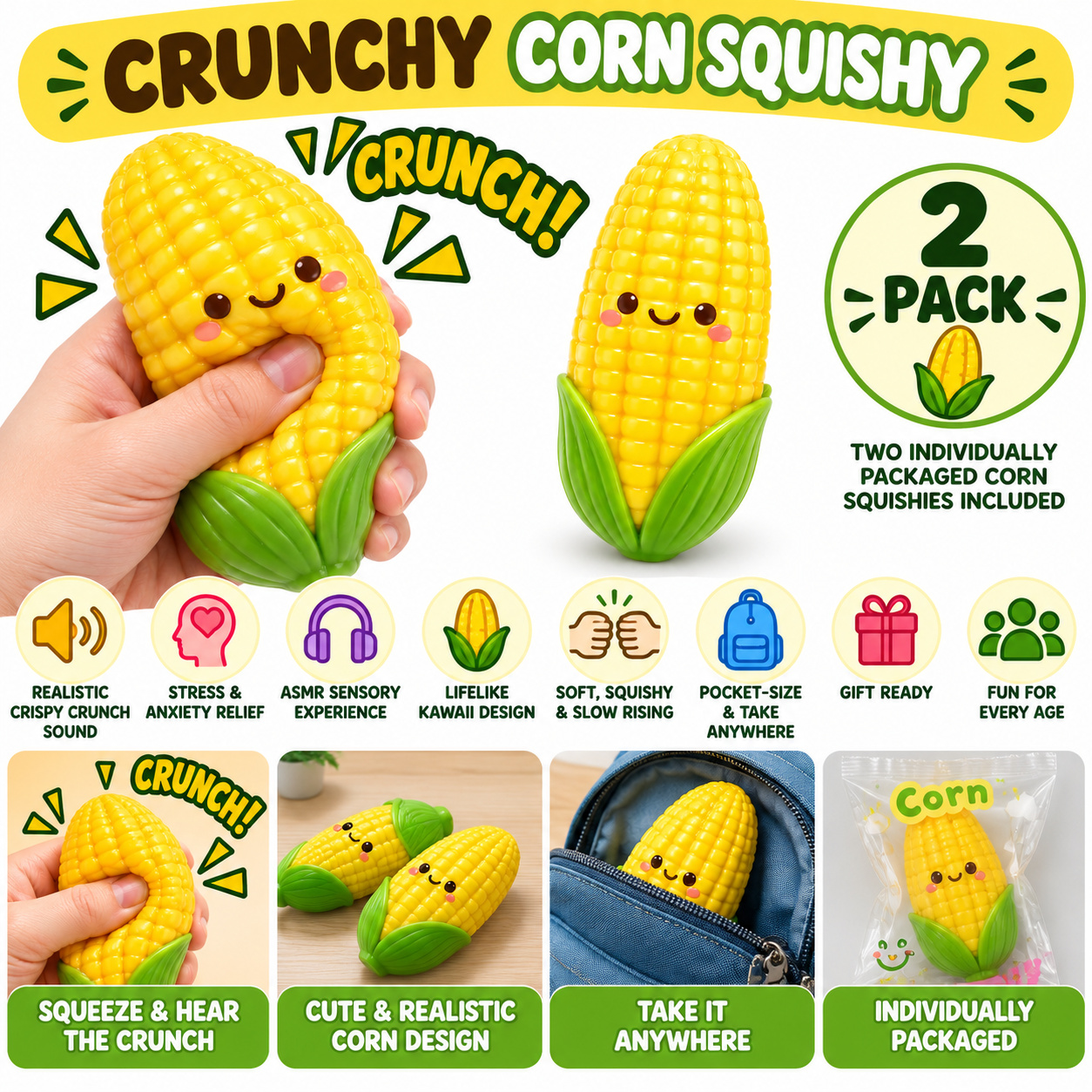 Corn Crunch Squishy 2-Pk - Gallery 5