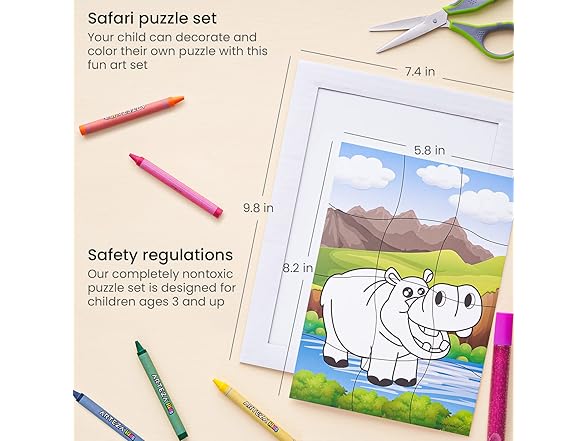 Arteza Kids Safari Puzzle Coloring Kit