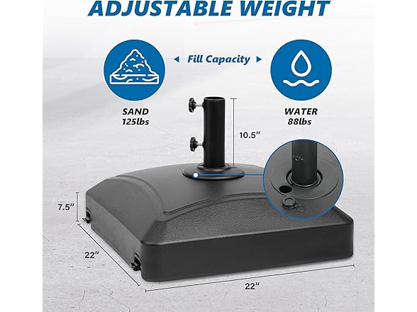 Simple Deluxe 125lb Capacity Fillable Umbrella Base