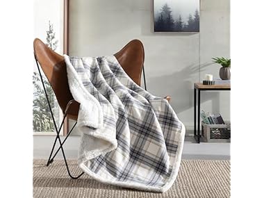 $13.99, Was $34.99, 60% Off! Eddie Bauer Plaid Grey Throw Blanket dealfomo