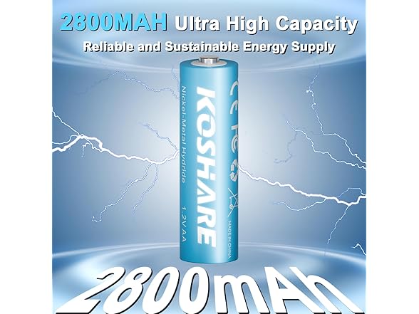 (8 Pack) Rechargeable Ni-MH Batteries AA with Charger