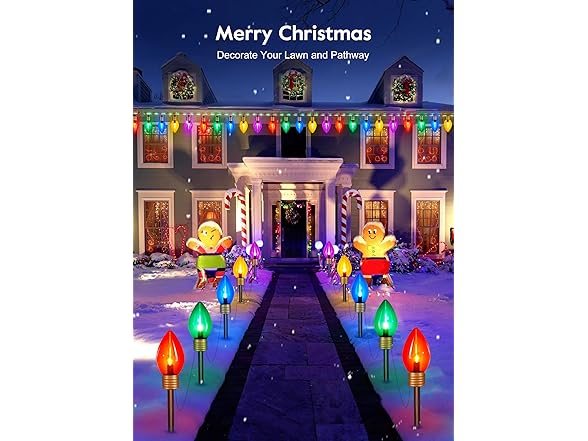 Christmas Lights Jumbo C9 Outdoor Lawn Decorations, 2 Pack