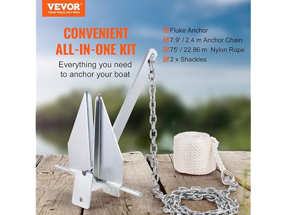 Fluke Style Anchor Kit, 8.5 LBS Hot-Dipped