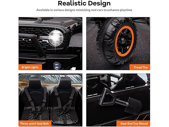 Hipicute 24V 2 Seater Kids Ride On Car, 4 Wheeler Truck Black