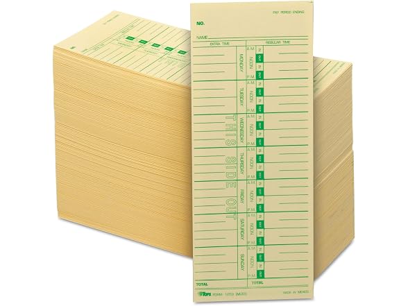 TOPS 1259 Weekly Time Card