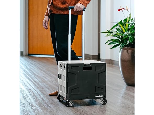CleverMade Collapsible Wheeled Crate, 35L Capacity, 4 Wheels