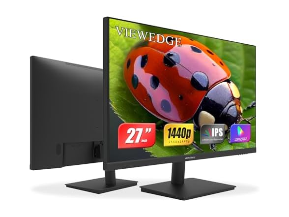 Viewedge 27 inch Monitor with QHD 2560 x 1440 IPS 75hz Computer Monitor (Open Box)