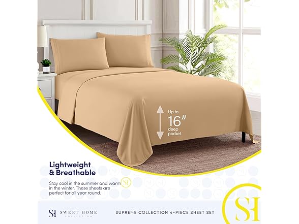 Sweet Home Collection Full Size Sheet Sets - Breatha