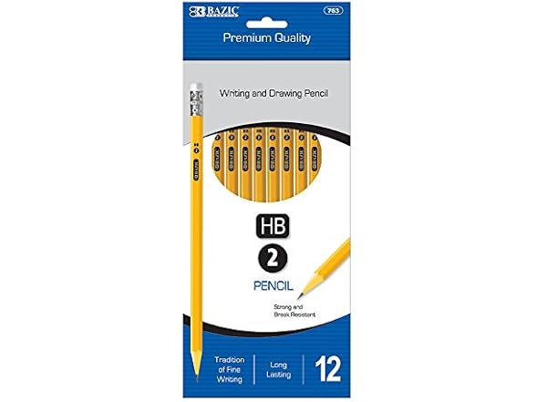 BAZIC Pencil #2 HB Pencils, Latex Free Eraser