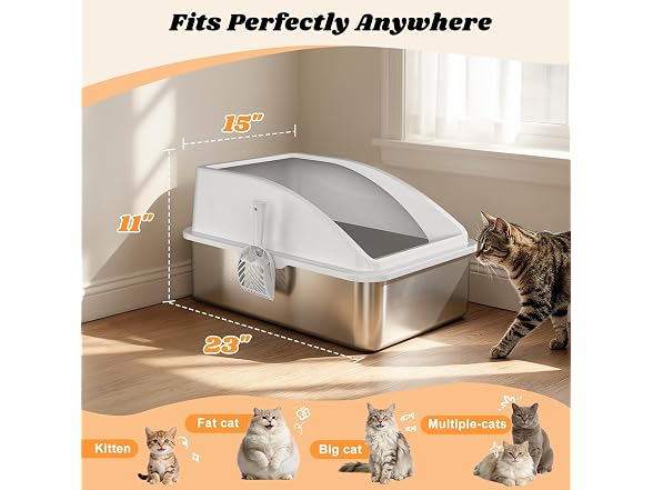 Tiovo 2 Pack Stainless Steel Cat Litter Box