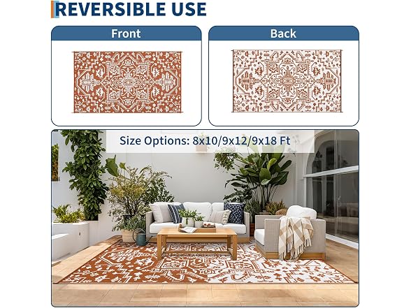 9x12 Outdoor Rug Plastic Straw Brick