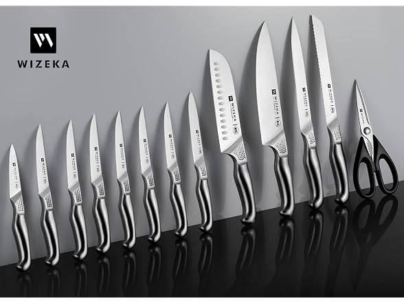 WIZEKA Kitchen Knife Set with Block