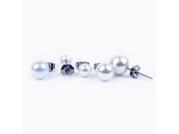 BronaGrand 5 Pairs Faux Pearl Stud