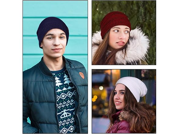 Omechy (OS) Beanie Thick Fluffy Lined Knit Cap