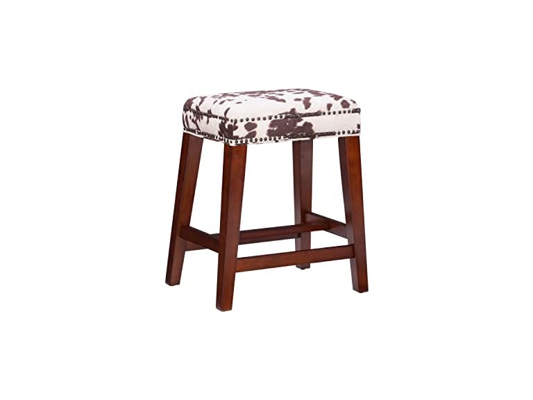 Linon Harlow Brown Cow PrintBackless Counter Stool 24" (Open Box)