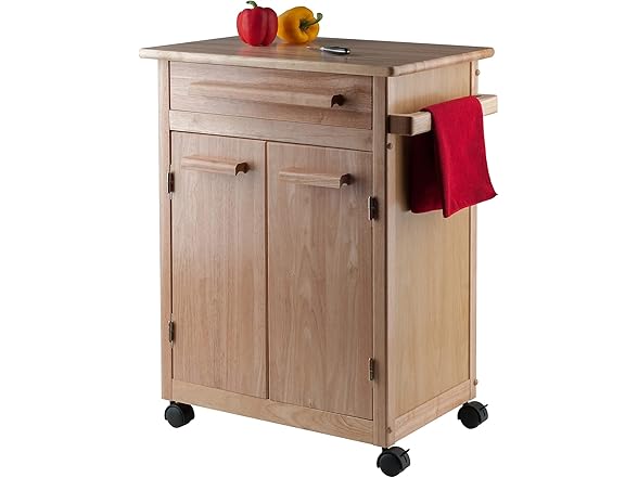 Winsome Wood Kitchen Cart, Natural, Single Drawer