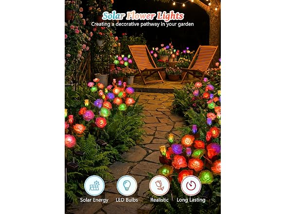 Brightown Solar Garden Lights, 4 Pack