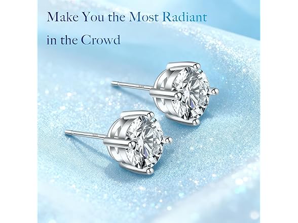 1 ct Moissanite Stud Earrings Silver