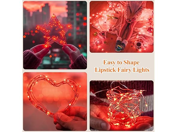 Lakumu Red Fairy Lights Battery Operated LED String Lights