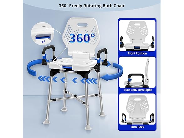 Swive Shower Chair with Arms and Back